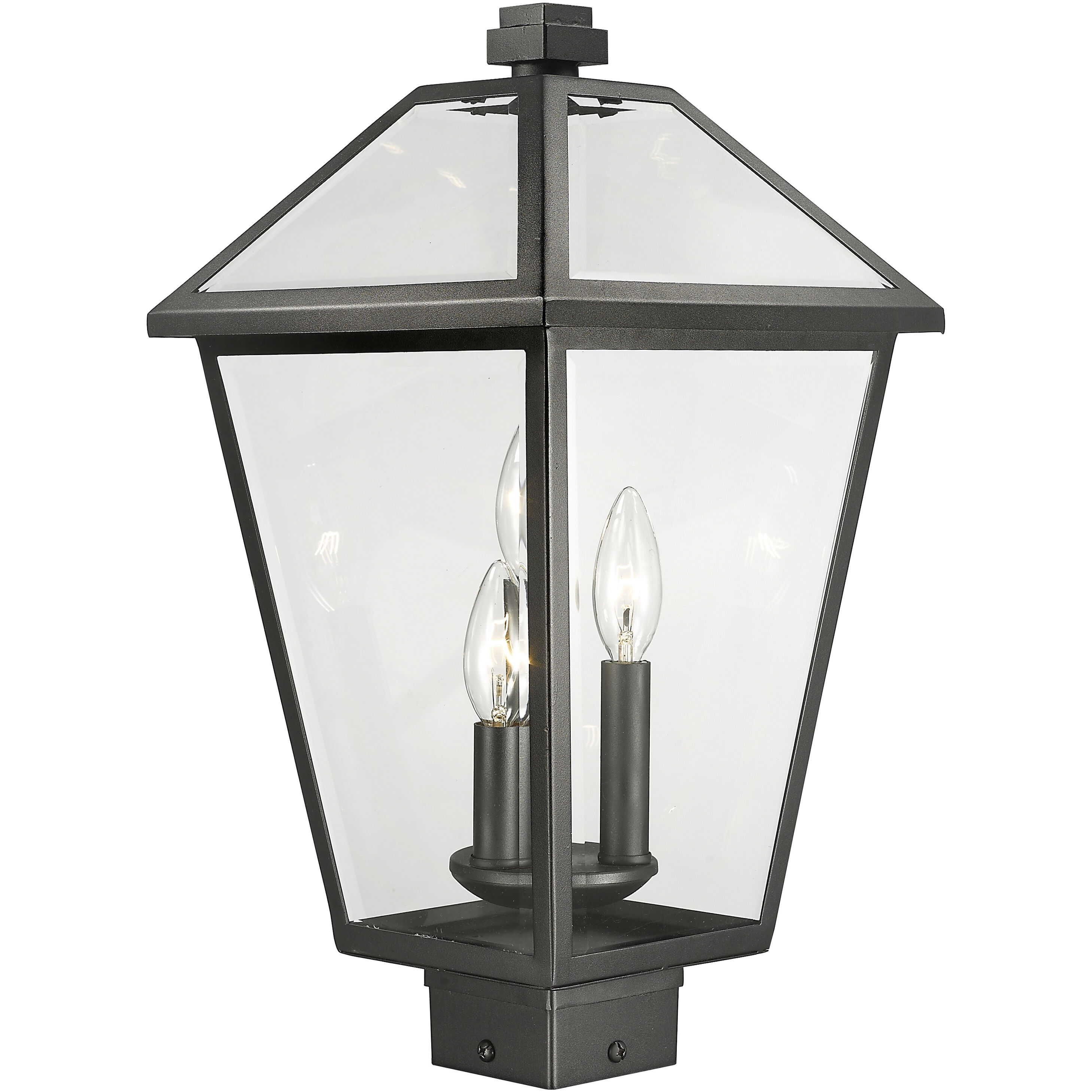 Talbot 3 Light 18.5 inch Black Outdoor Post Mount Fixture in Clear Beveled Glass