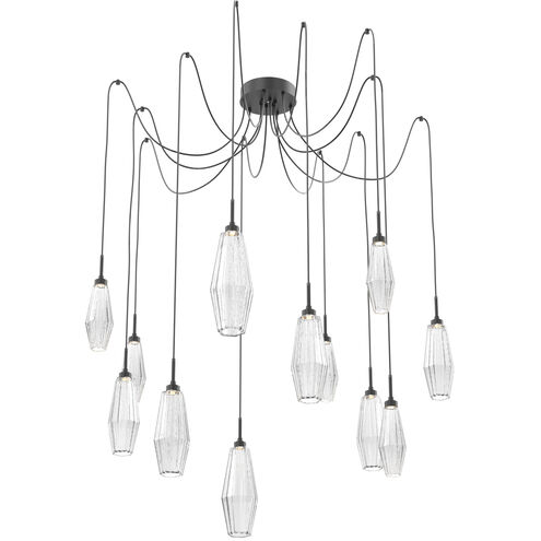 Aalto LED 14.8 inch Matte Black Swag Multi-Pendant Ceiling Light in 3000K LED, Optic Rib Clear