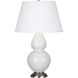 Double Gourd 31 inch 150.00 watt Lily Glazed Ceramic with Antique Silver Table Lamp Portable Light in Pearl Dupioni