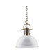 Duncan 1 Light 14 inch Aged Brass Pendant Ceiling Light in White, Large