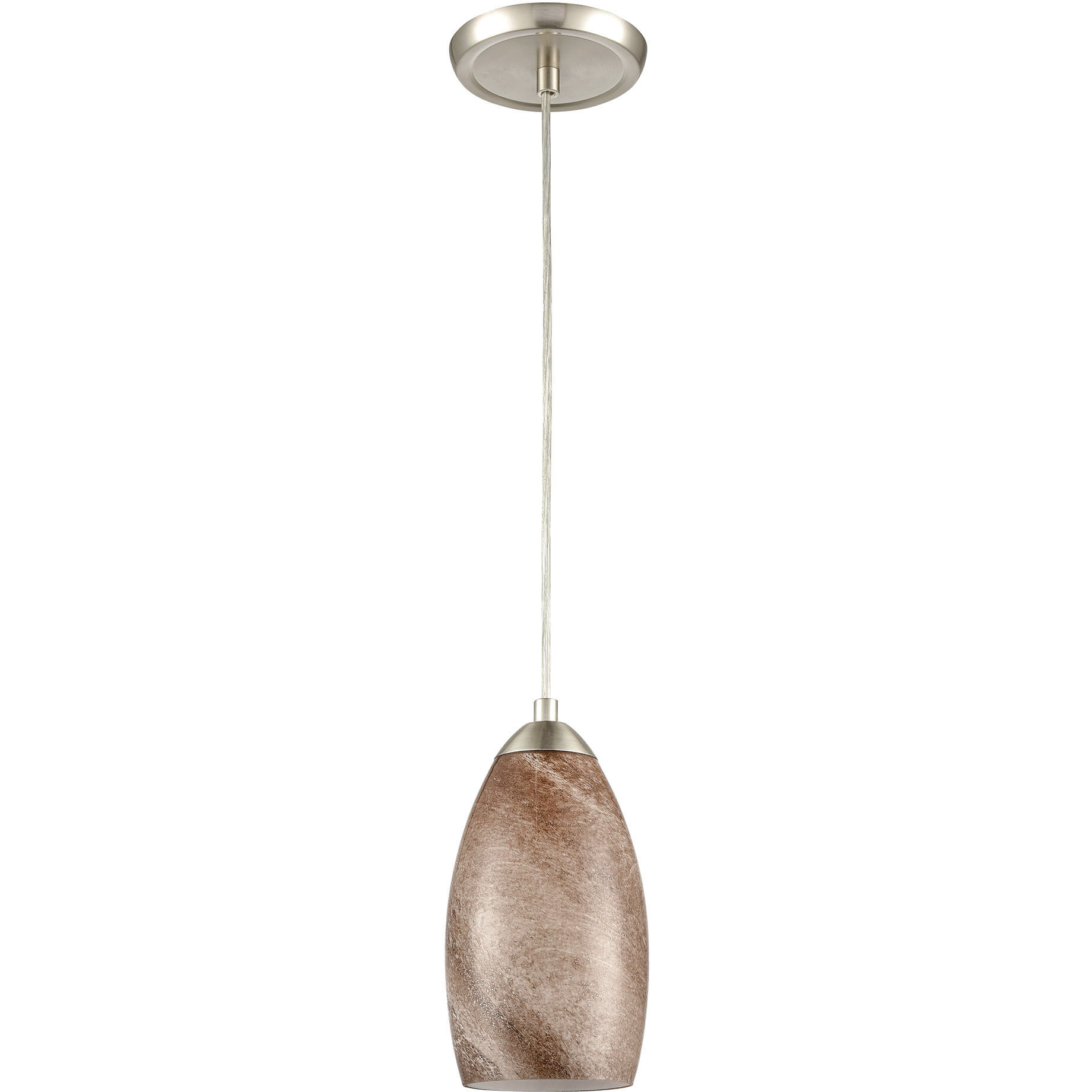 Planetario 1 Light 5 inch Light Brown with Satin Nickel Mini Pendant Ceiling Light