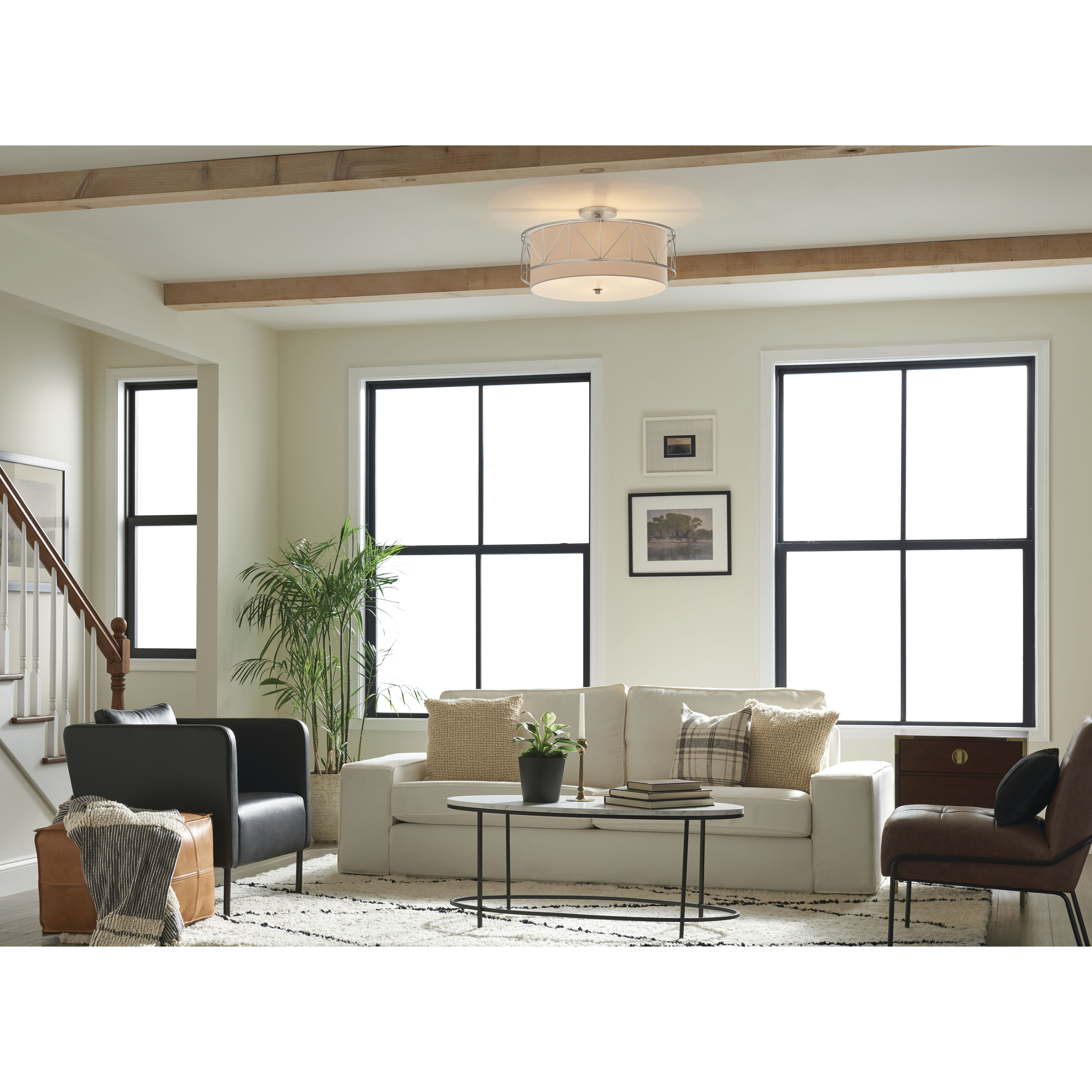 Birkleigh 4 Light 24 inch Satin Nickel Flush Mount Ceiling Light