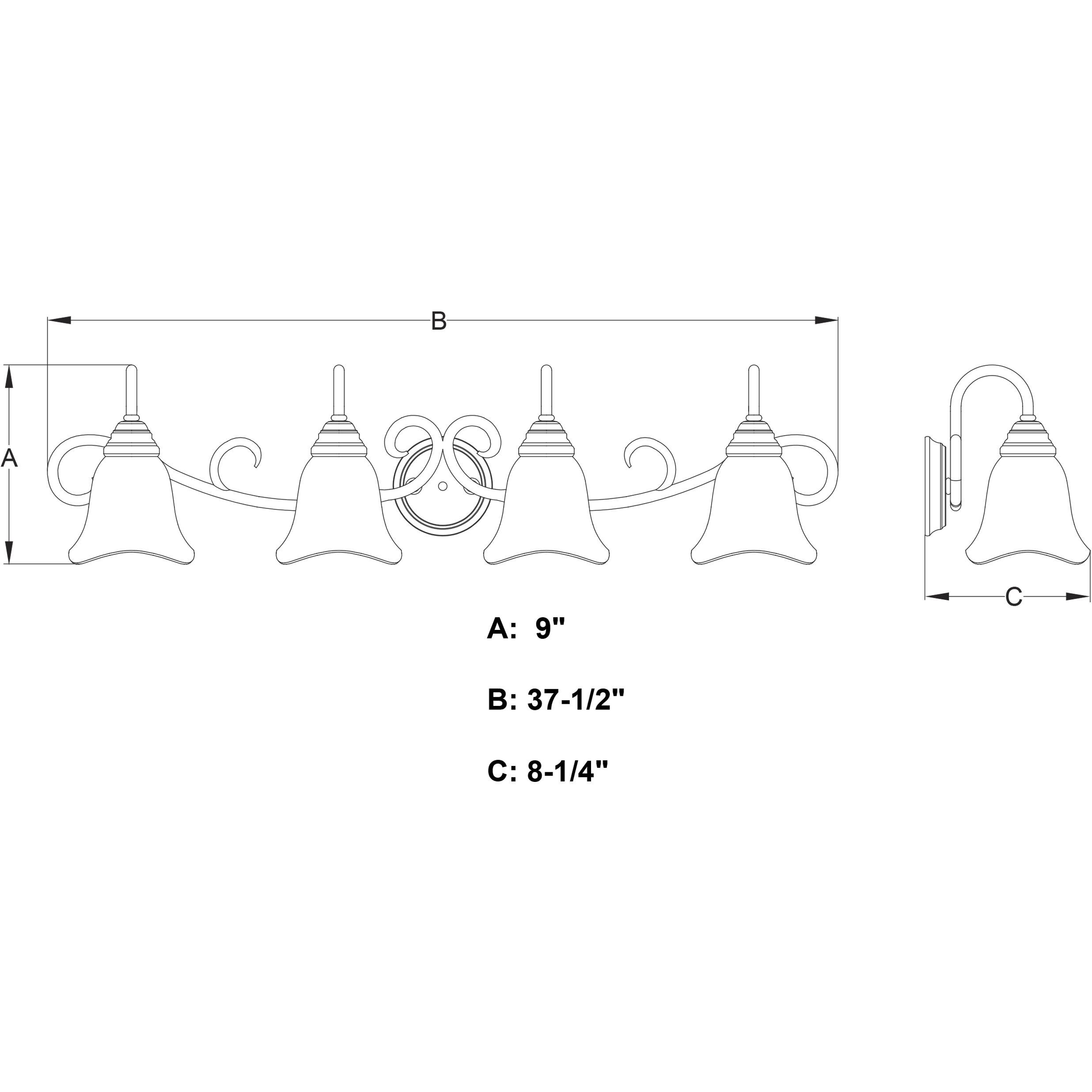 Bella 4 Light 37.5 inch Matte Black Bathroom Light Wall Light