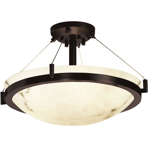 LumenAria 3 Light 18 inch Dark Bronze with Faux Alabaster Semi Flush Mount Ceiling Light in Incandescent