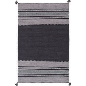 Trenza 90 X 60 inch Black and Gray Area Rug, Cotton and Chenille