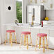 Tobias Rattan Round 24" Counter Stool in Red and White Dot