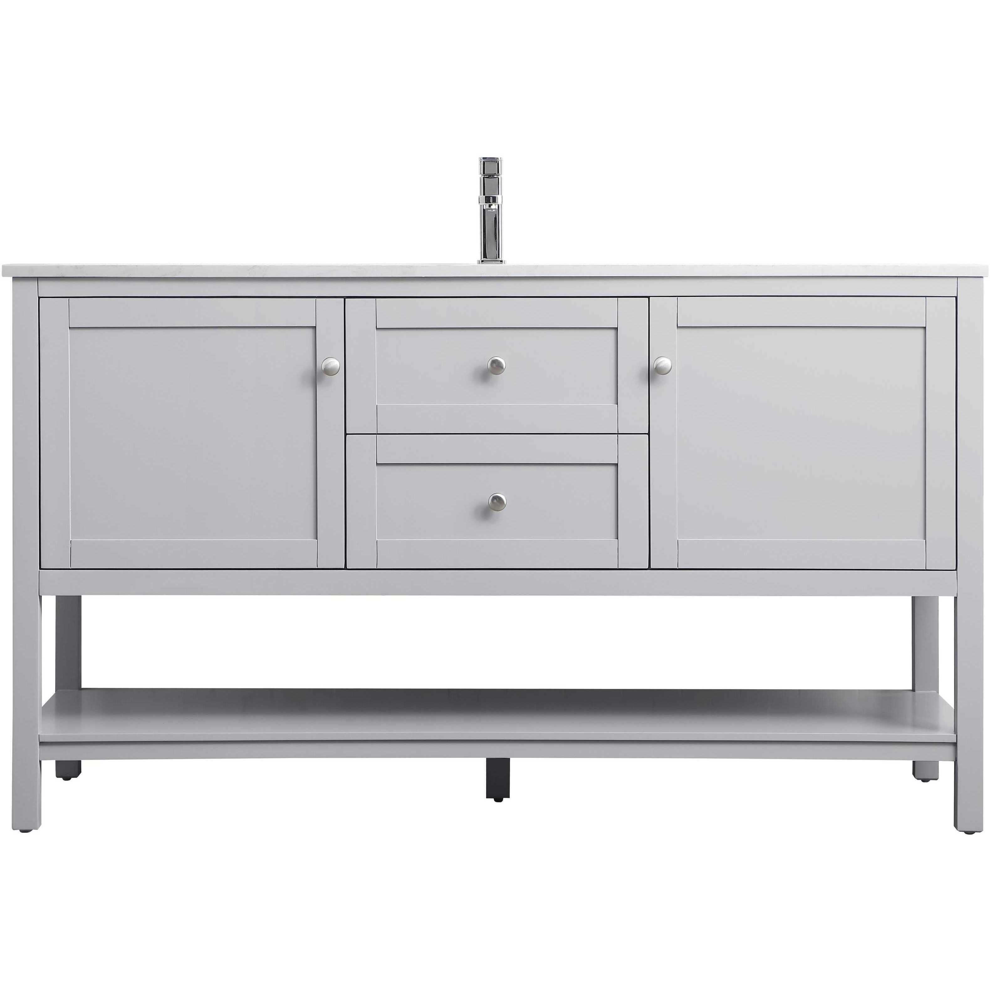 Heath 60 X 21.5 X 35 inch Grey Vanity Sink Set