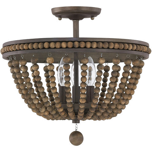 Handley 3 Light 16 inch Tobacco Semi-Flush Mount Ceiling Light