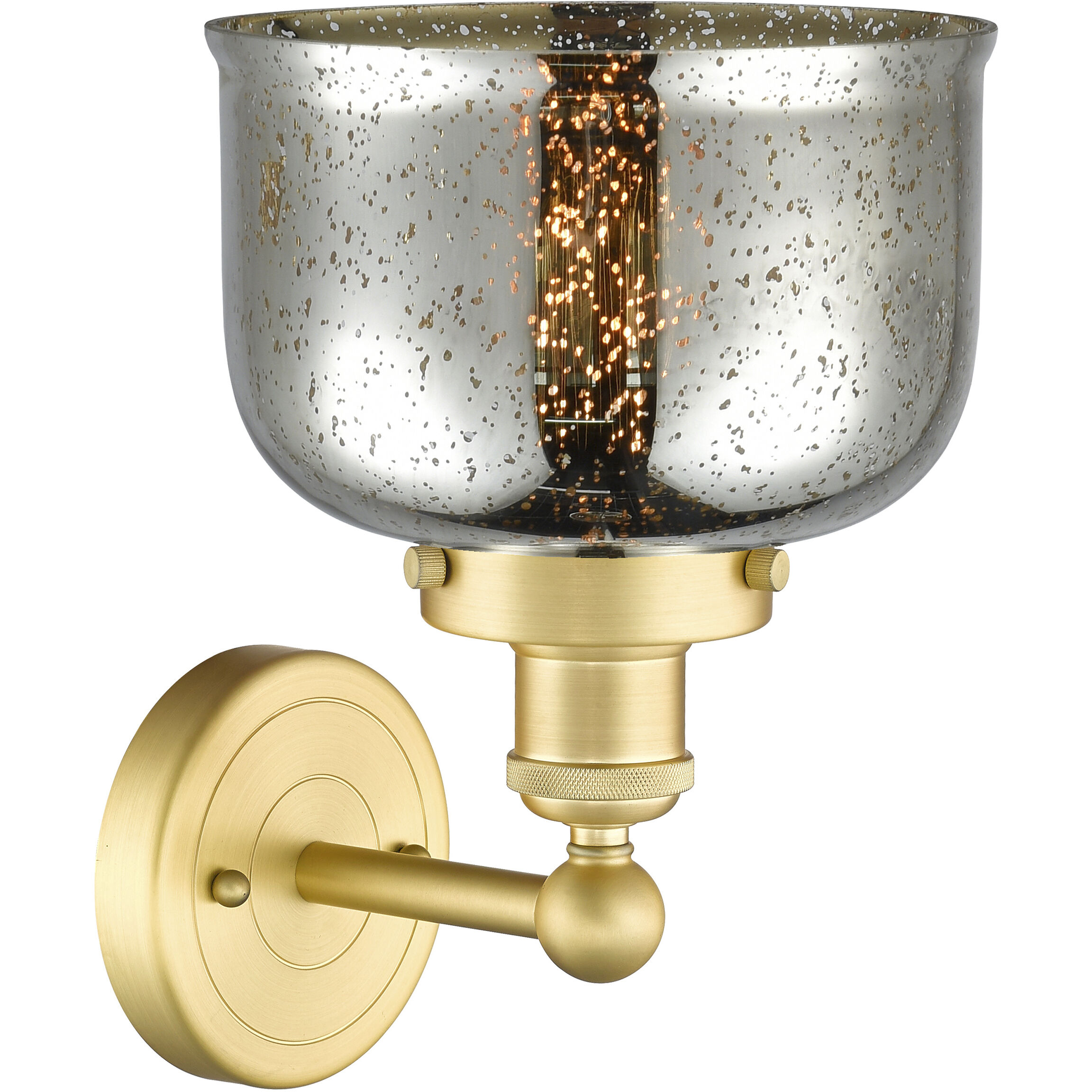 Bell 1 Light 6.5 inch Satin Gold Sconce Wall Light in Silver Plated Mercury Glass, Large