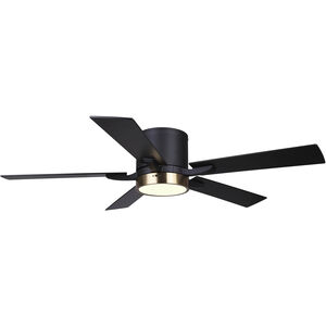 Quinn 52 inch Matte Black/Gold Indoor Fan, Hugger Mount