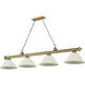 Cordon 4 Light 81.25 inch Rubbed Brass Billiard Ceiling Light in Golden Mottle Glass