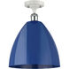 Ballston Plymouth Dome 1 Light 12 inch White and Polished Chrome Semi-Flush Mount Ceiling Light in Matte Blue