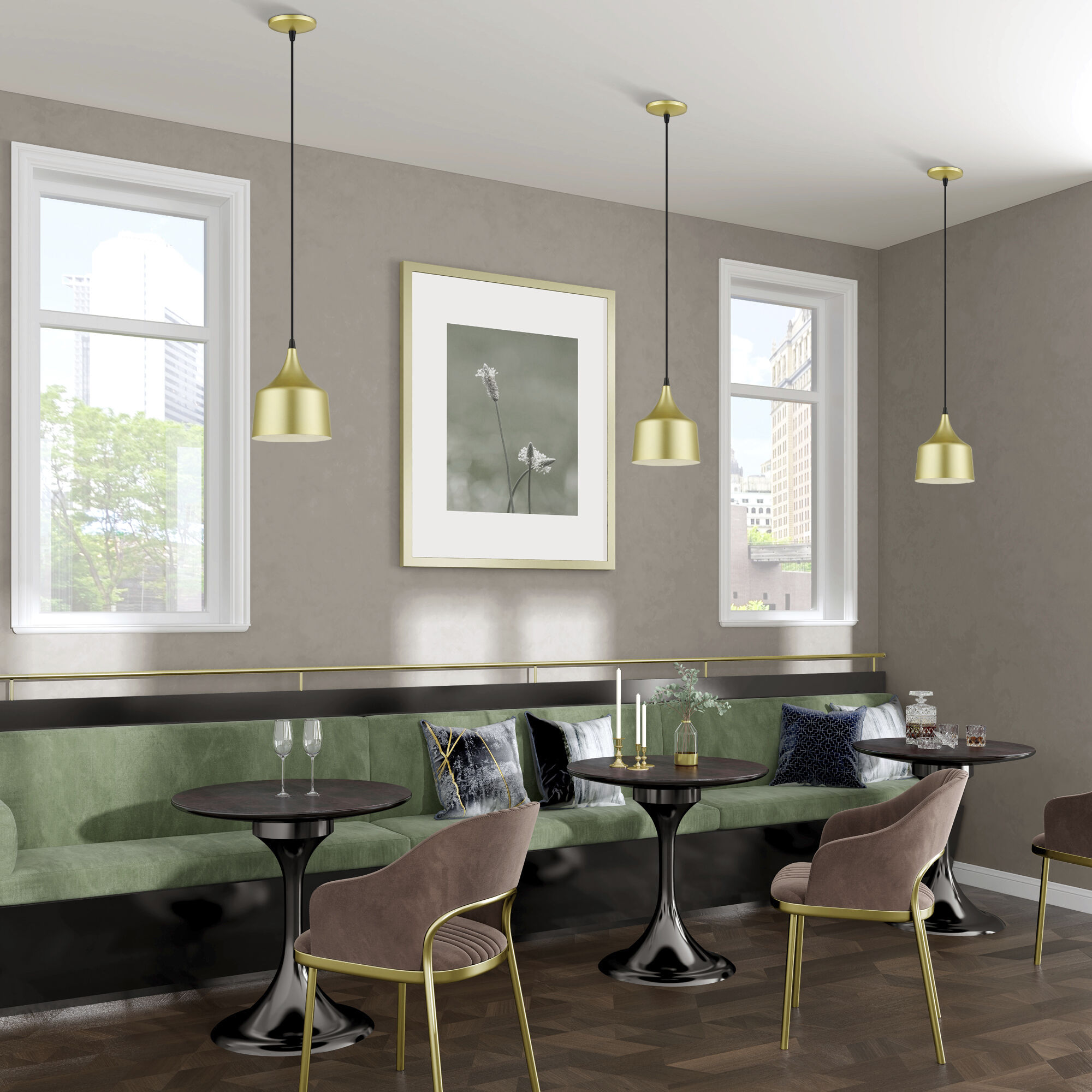 Bolita 8 inch Soft Gold with Black Accents Pendant Ceiling Light