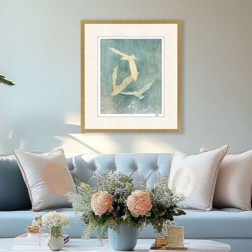 Dancing in the Break Yellow and Blue and White Framed Art