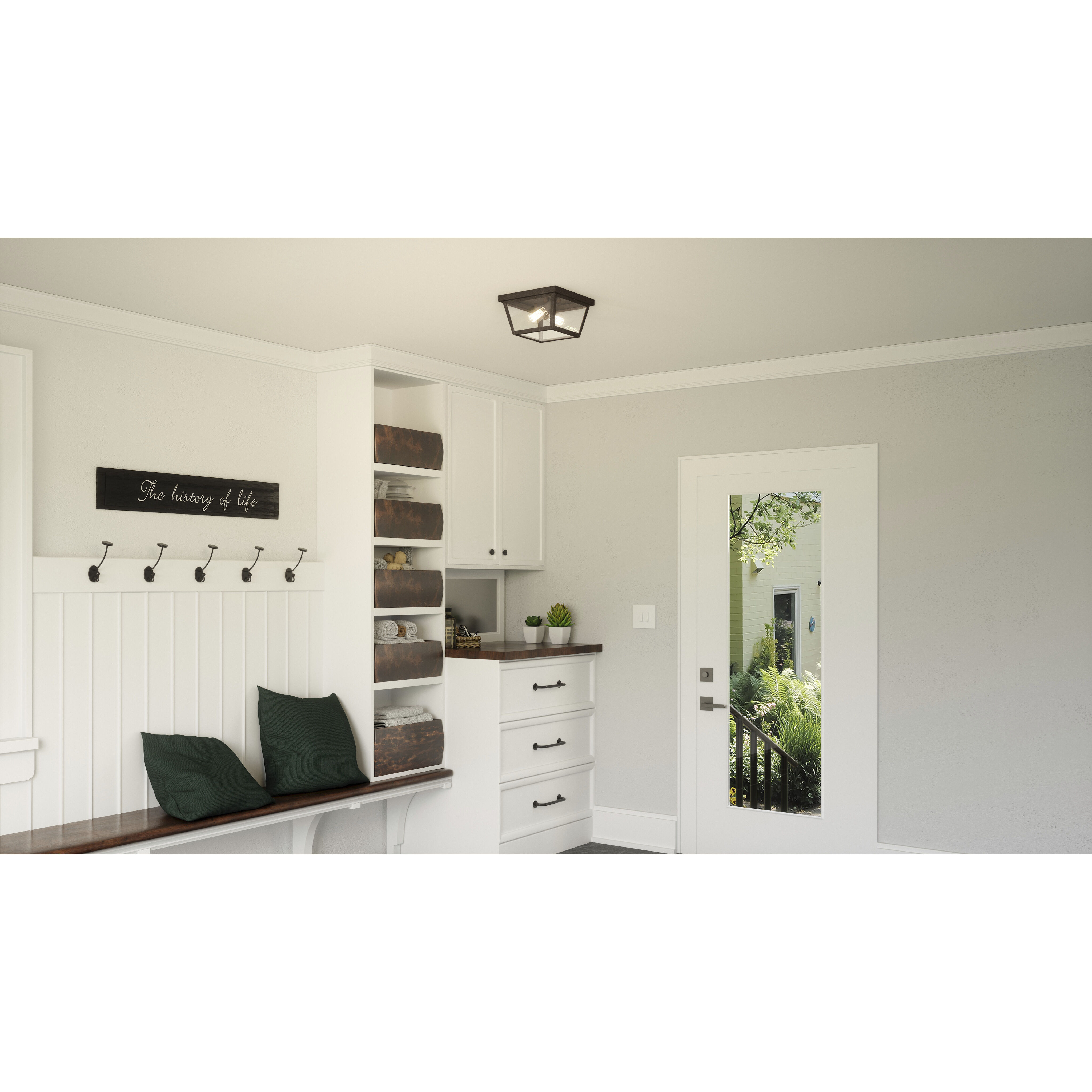 Rue De Royal 2 Light 11.5 inch Industrial Bronze Flush Mount Ceiling Light