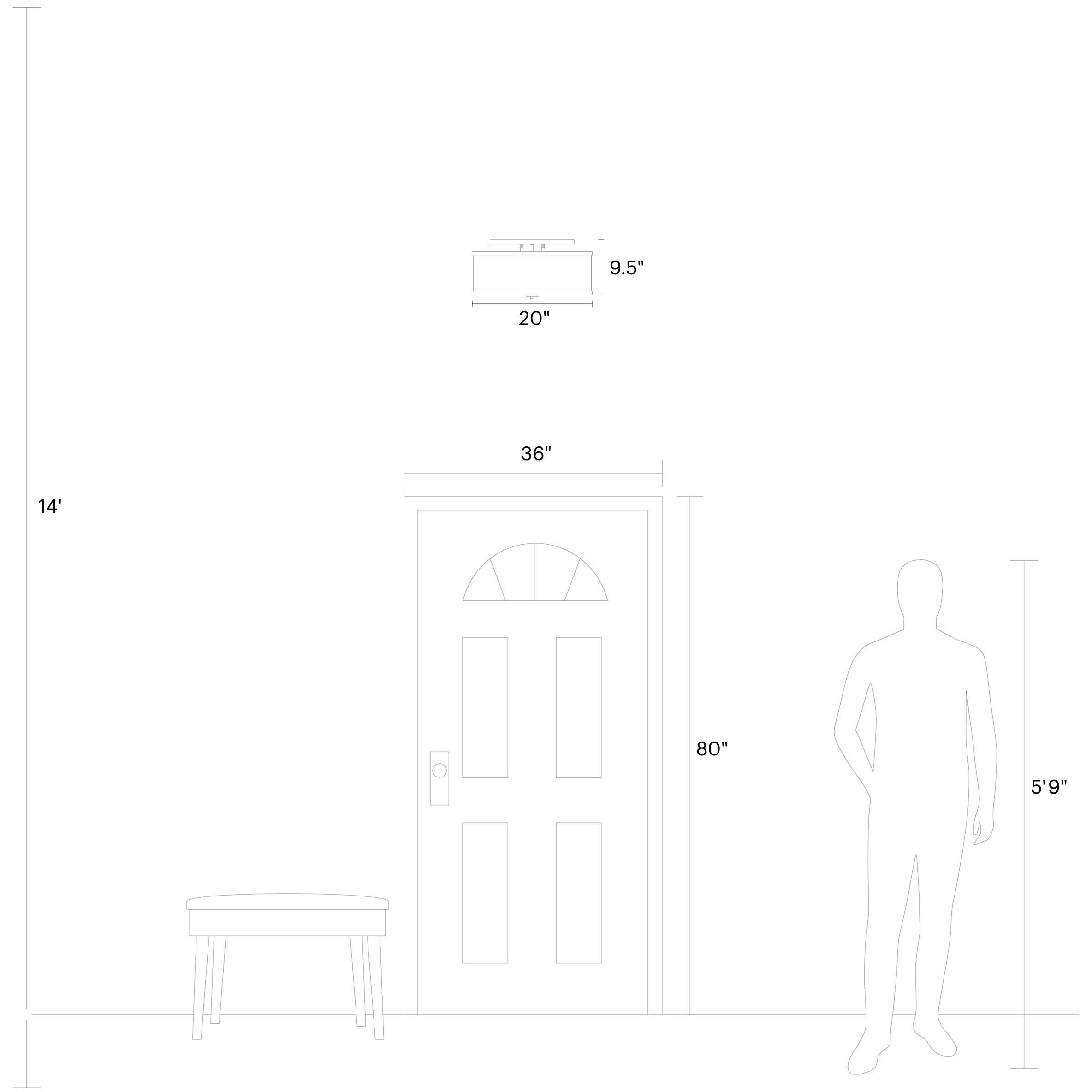 Sean Lavin Lennon 3 Light 20 inch Sunset Gold Semi-Flush Mount Ceiling Light, Cream Linen