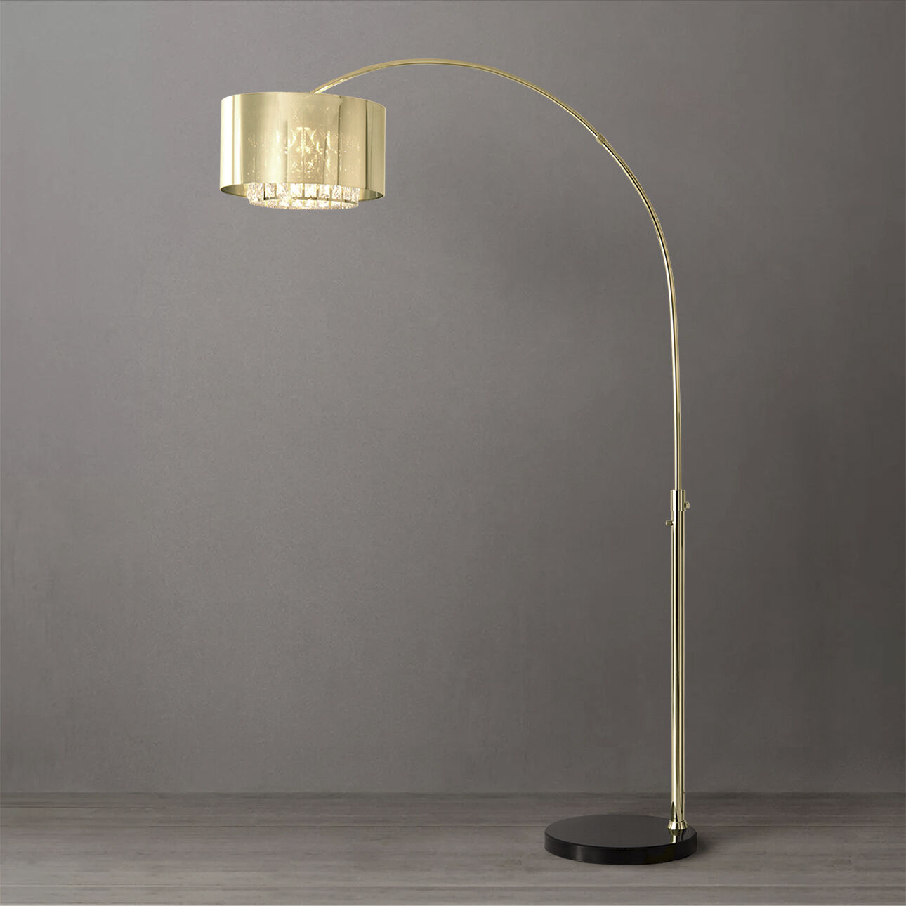 Marilyn 90 inch 28.00 watt Weathered Brass and Black Arc Floor Lamp Portable Light