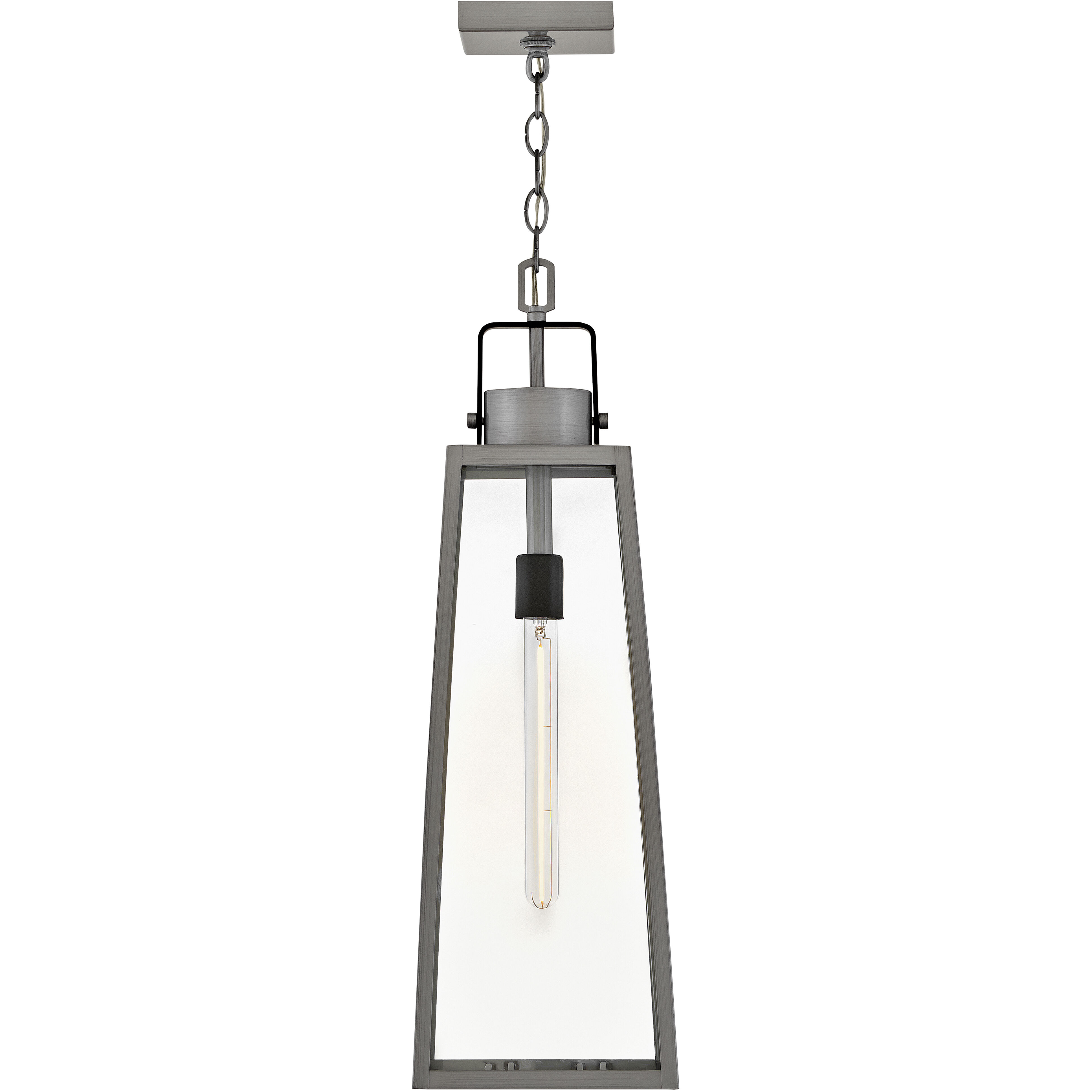 Hugh 1 Light 8.5 inch Antique Brushed Aluminum with Black Outdoor Hanging