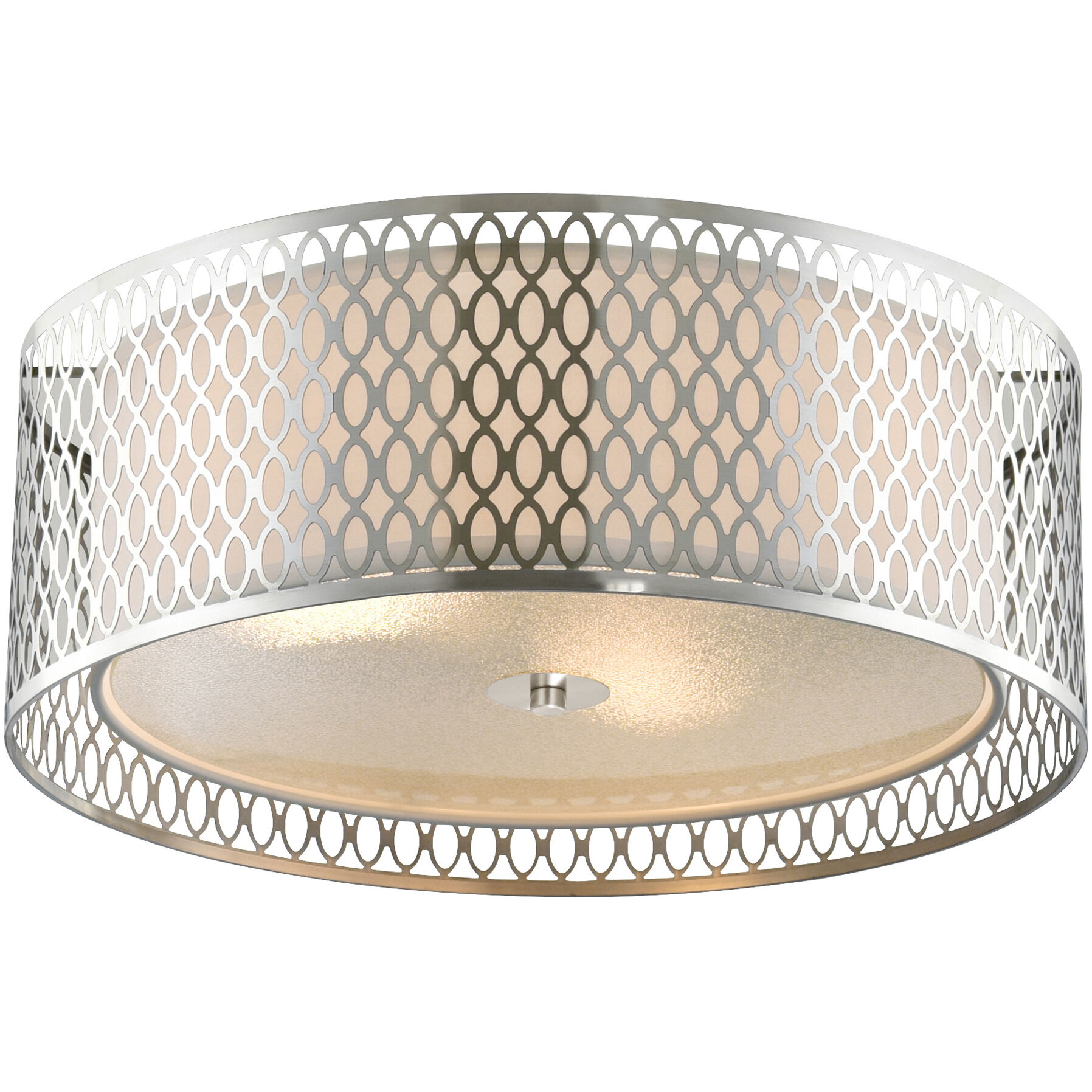 Mikayla 3 Light 17 inch Satin Nickel Drum Shade Flush Mount Ceiling Light