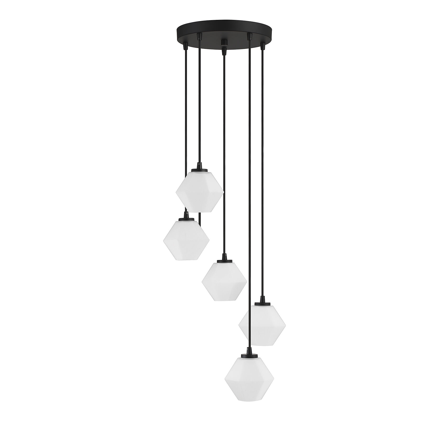 Mid-Century Modern 5 Light 16 inch Matte Black Chandelier Ceiling Light