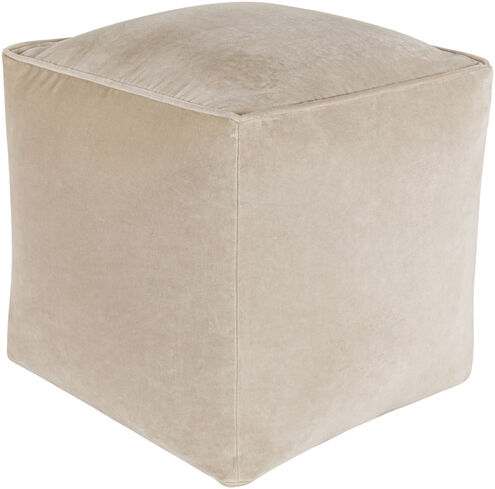 Cotton Velvet 16 inch Pouf, Cube