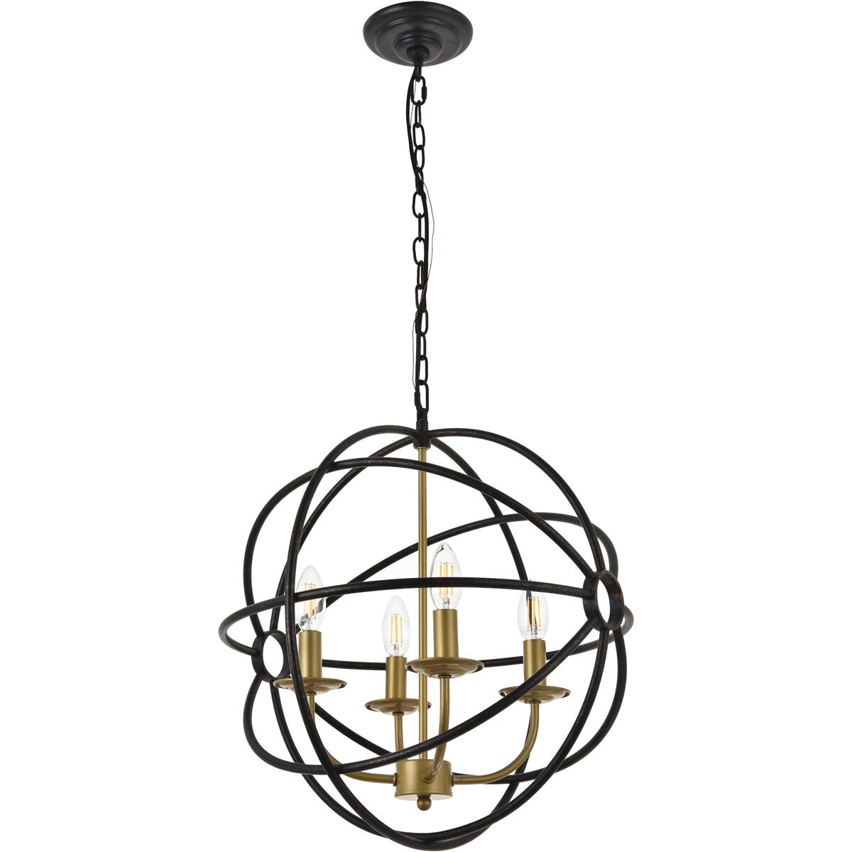 Octavia 4 Light 18 inch Brass and Dark Brown Pendant Ceiling Light