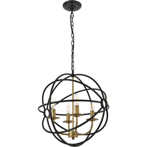 Octavia 4 Light 18 inch Brass and Dark Brown Pendant Ceiling Light
