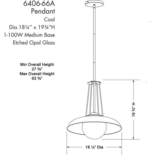 Schooner Ridge 1 Light 18.13 inch Coal Pendant Ceiling Light