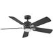 Afton 52 inch Matte Black with Matte Black, Silver Blades Fan