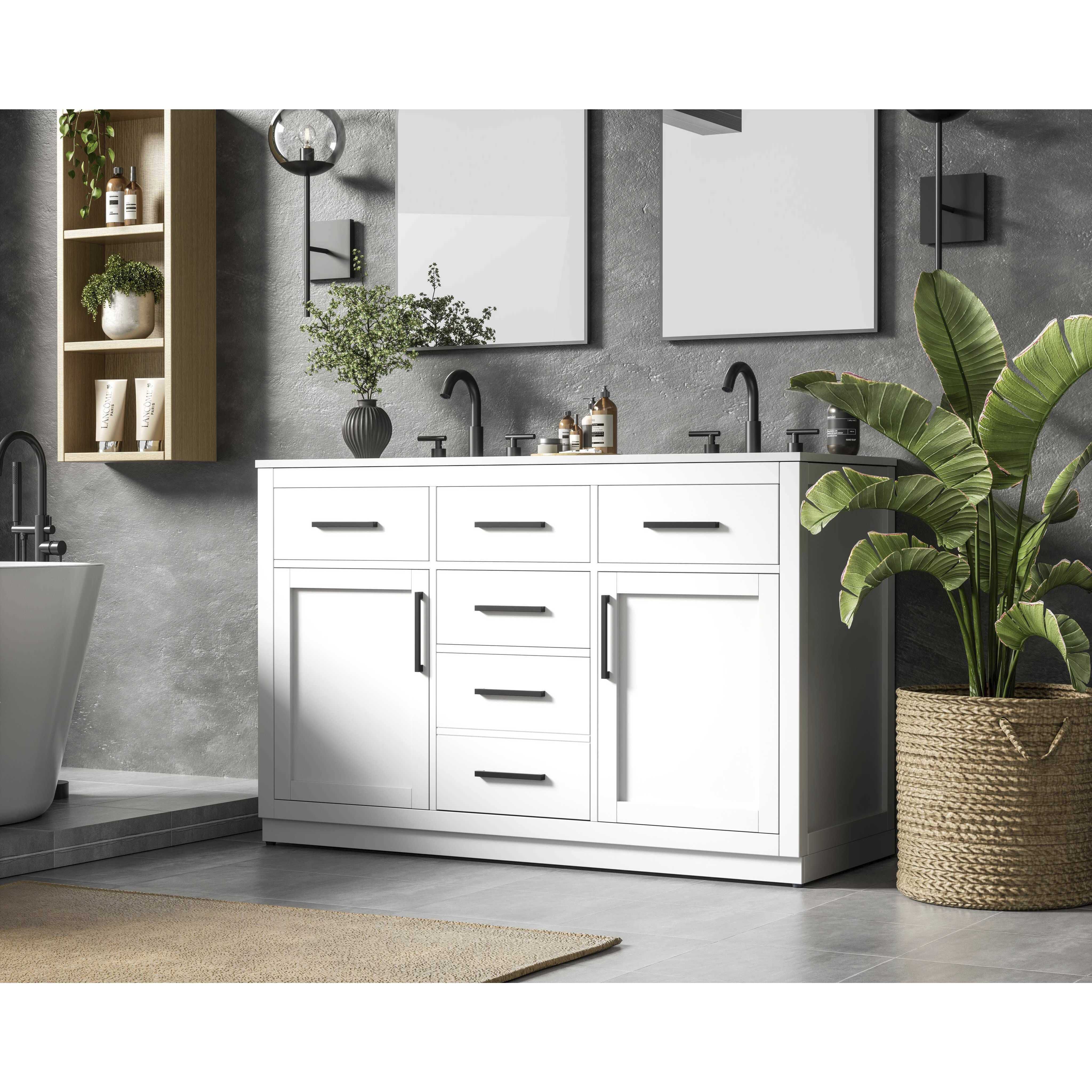Alden 54 X 35 inch White Bathroom Vanity Cabinet