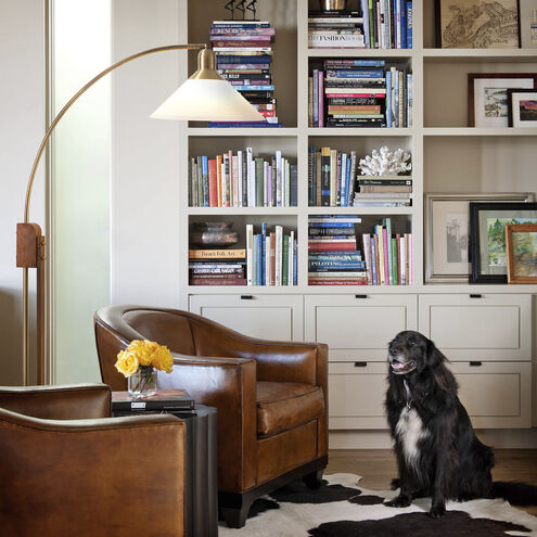 Melmar 60 inch 100.00 watt Walnut and Weathered Brass with Black Arc Floor Lamp Portable Light