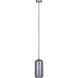 Malek 1 Light 5.88 inch Gold Corded Pendant Ceiling Light in Smoked Ribbed Glass