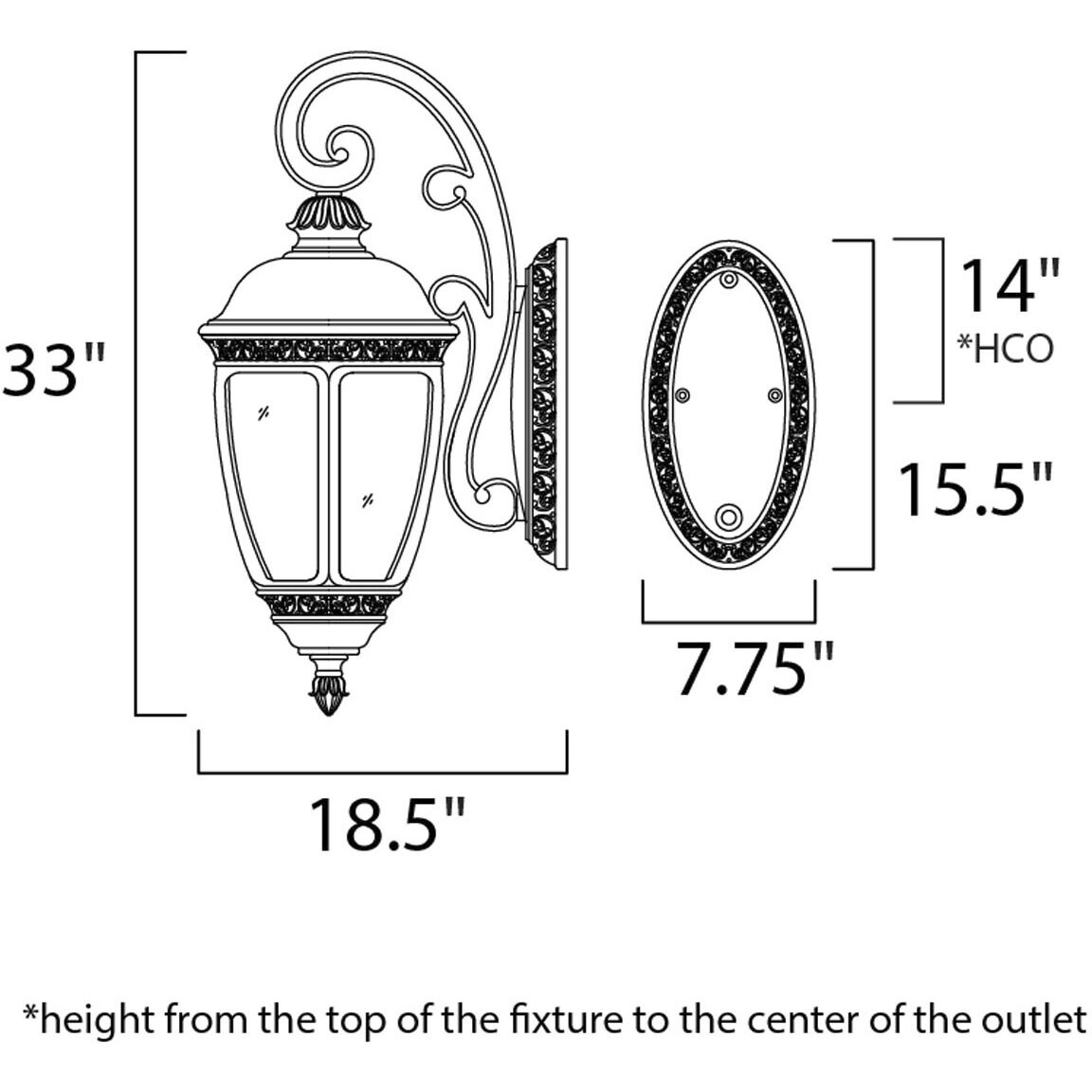 Knob Hill VX 3 Light 33 inch Sienna Outdoor Wall Mount