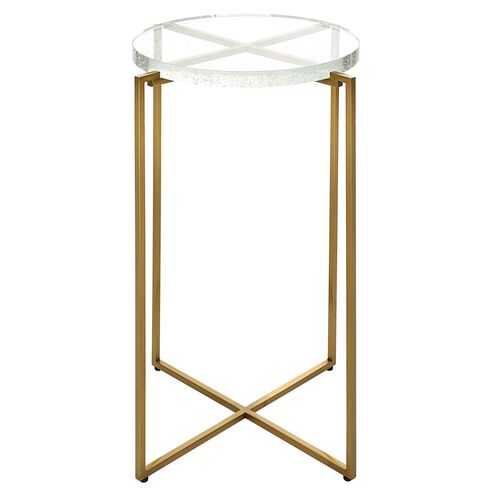 Star-crossed 24 X 16 inch Brushed Gold and Seeded Glass Accent Table