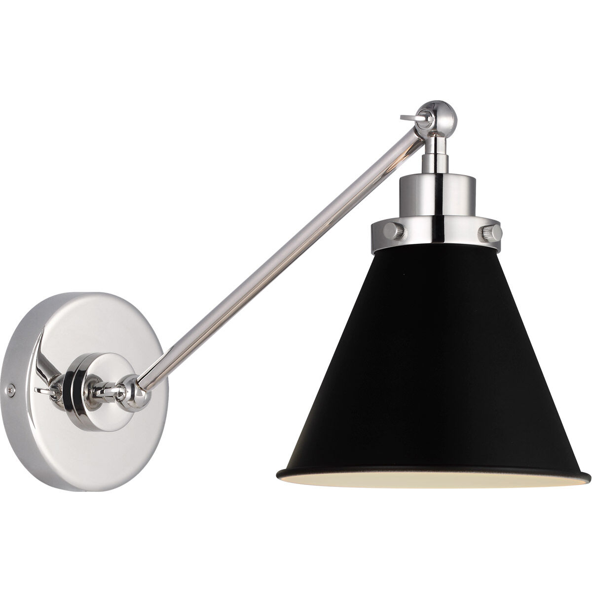 C&M by Chapman & Myers Wellfleet 15.88 inch 75 watt Midnight Black and Polished Nickel Task Sconce Wall Light in Midnight Black / Polished Nickel