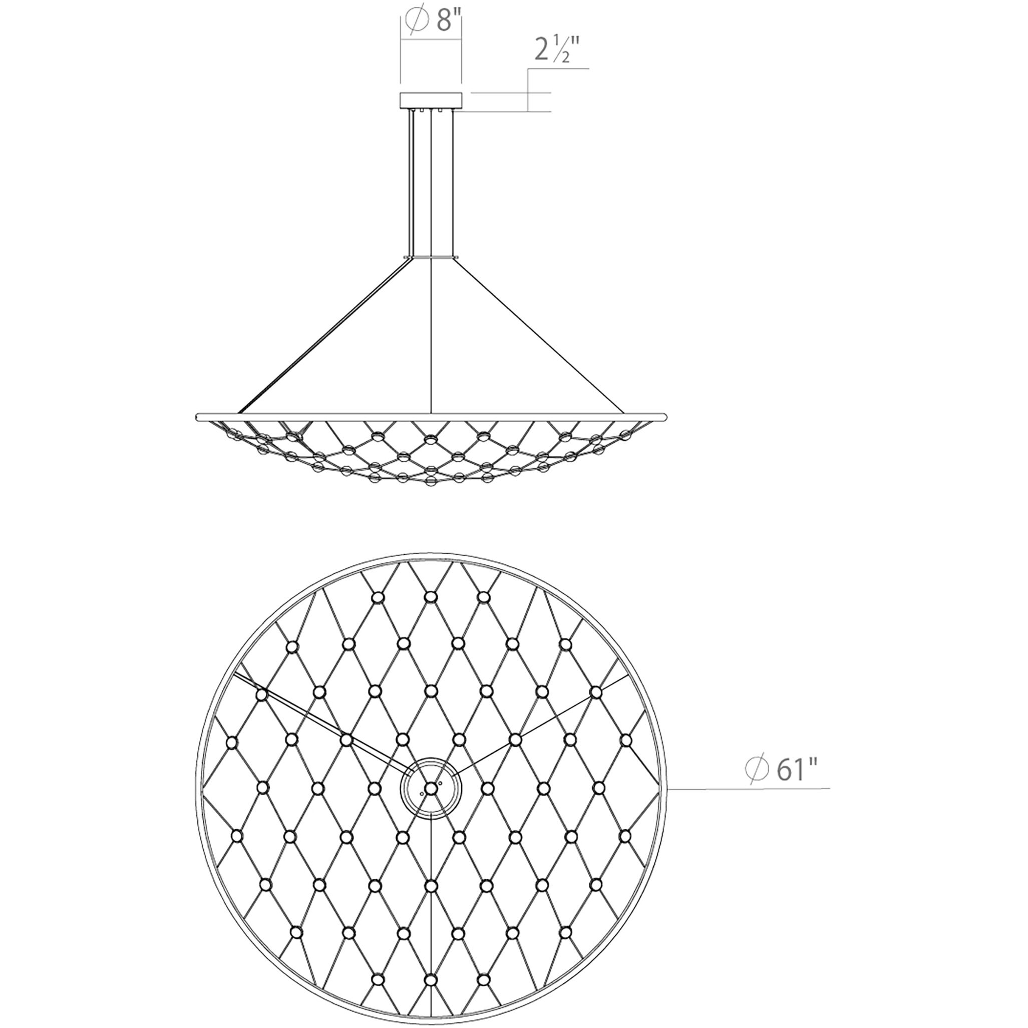 Constellation Galaxy Matrix LED 61 inch Bright Satin Aluminum Pendant Ceiling Light