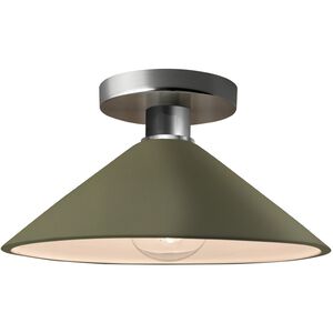Radiance 1 Light 11.75 inch Matte Green and Brushed Nickel Semi Flush Ceiling Light