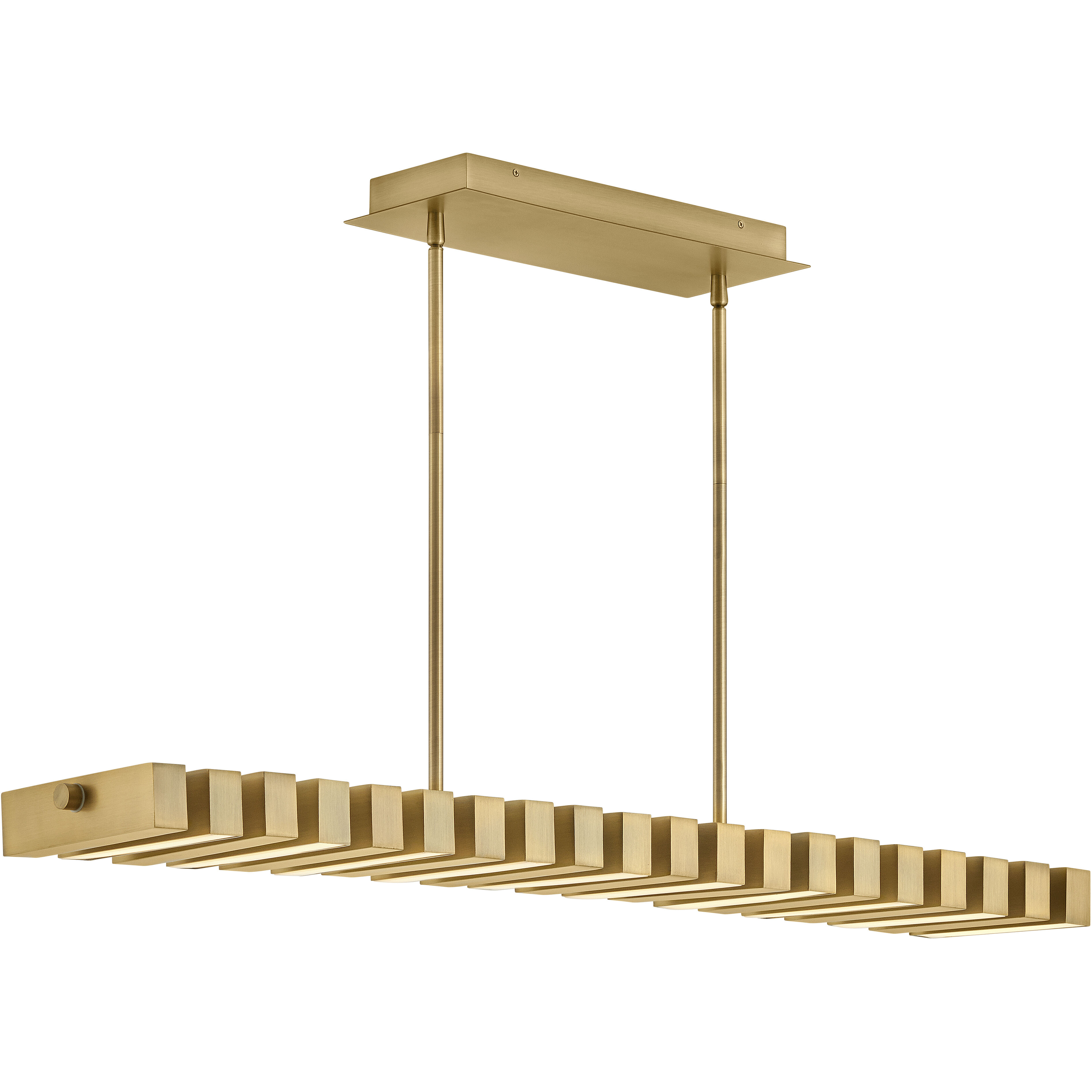 Stitch LED 42 inch Lacquered Brass Chandelier Ceiling Light, Linear & Oval