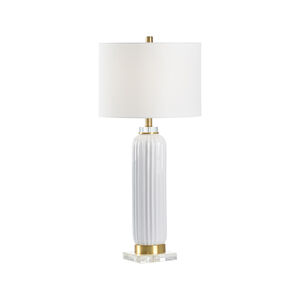 Town Square 31 inch 100.00 watt White Glaze/Antique Brass/Clear Table Lamp Portable Light 