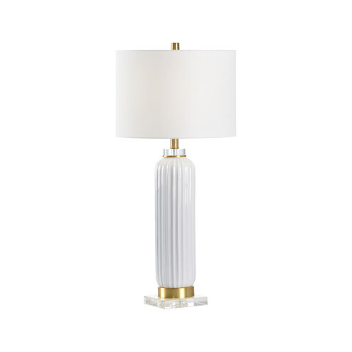 Town Square 31 inch 100.00 watt White Glaze/Antique Brass/Clear Table Lamp Portable Light