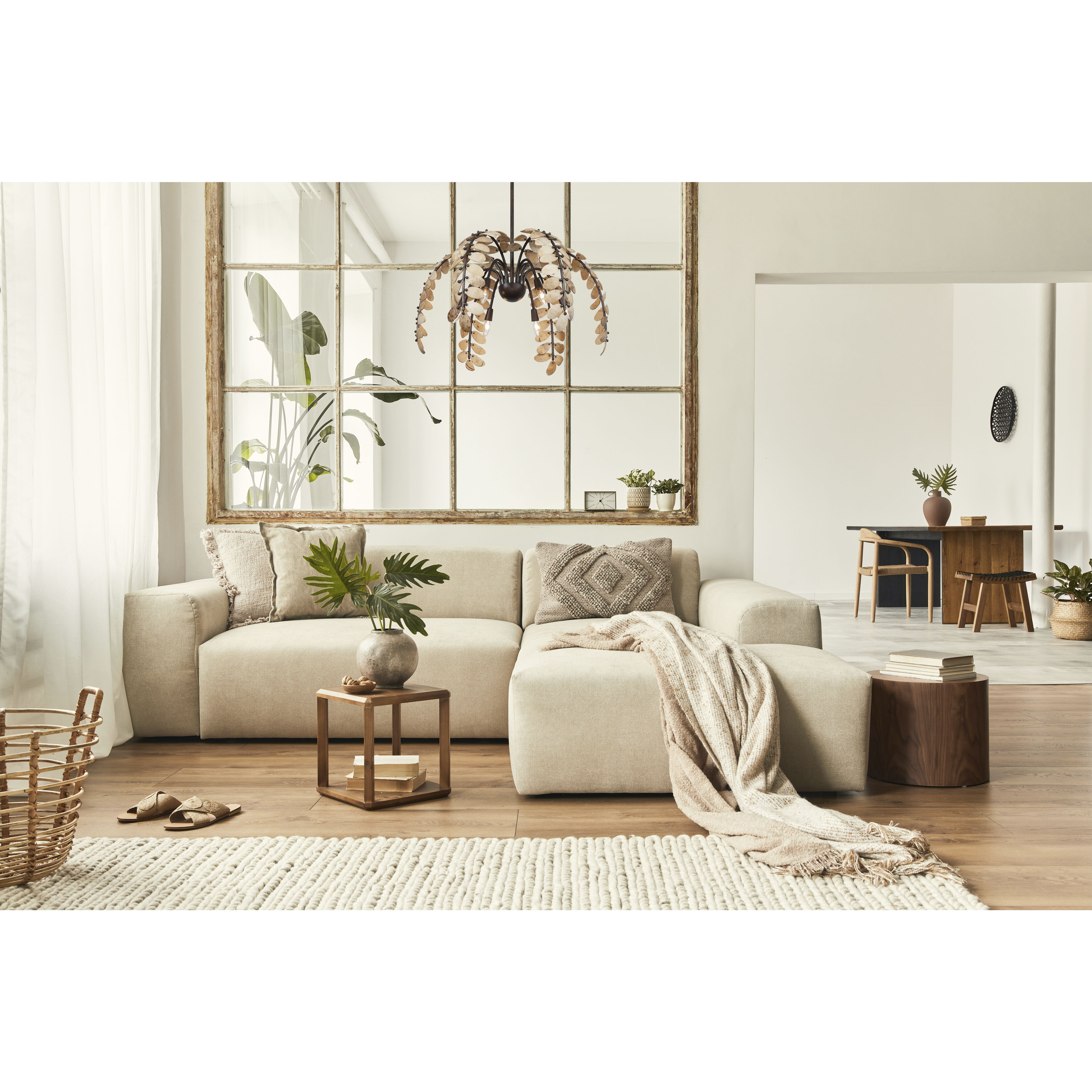 Grecian 6 Light 30 inch Champagne Mist with Coconut Shell Chandelier Ceiling Light