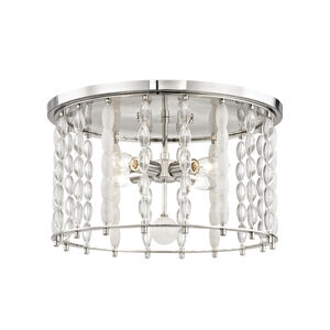 Whitestone 4 Light 17 inch Polished Nickel Flush Mount Ceiling Light, Crystal Beads and Finials