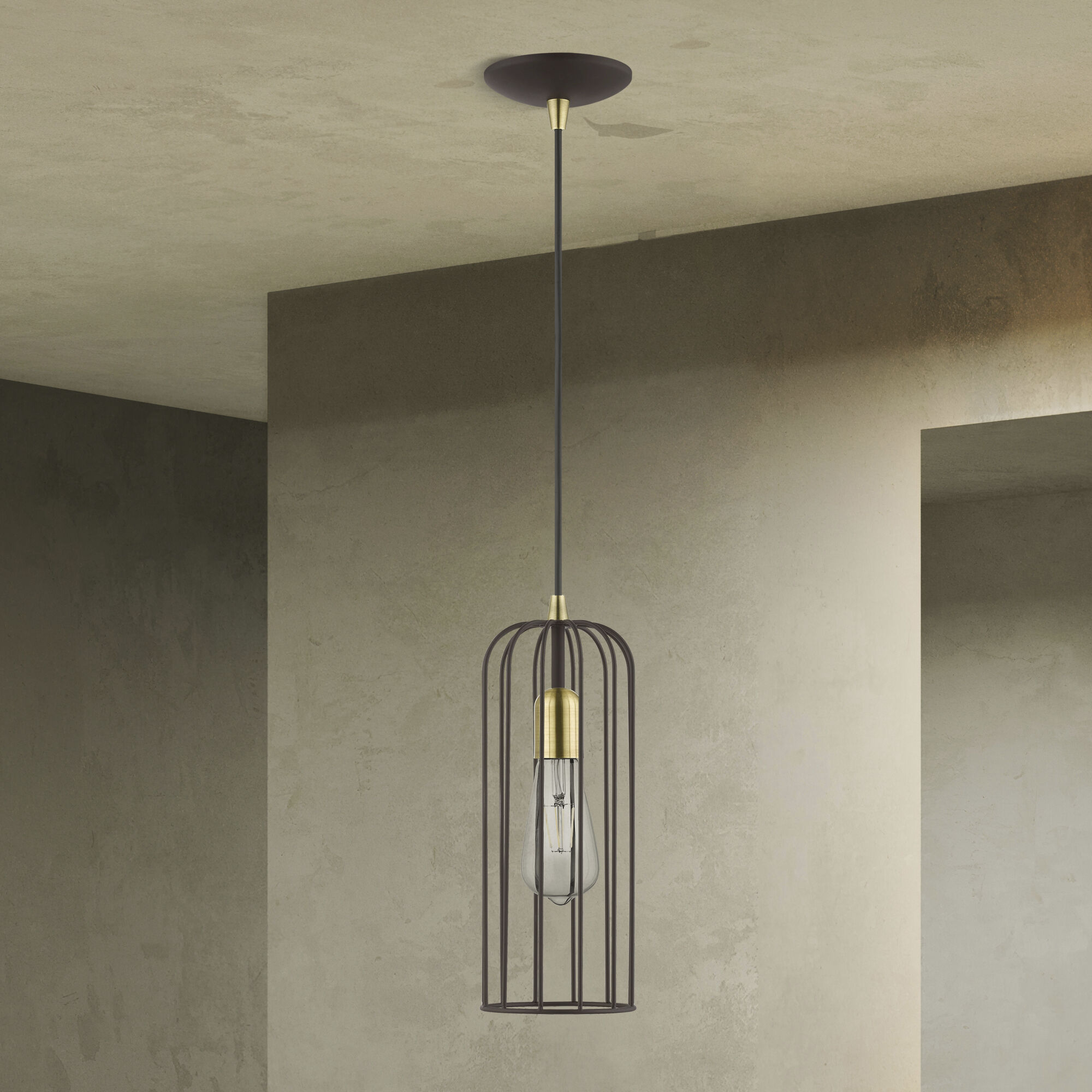 Glenbrook 1 Light 5 inch Bronze with Antique Brass Accents Pendant Ceiling Light