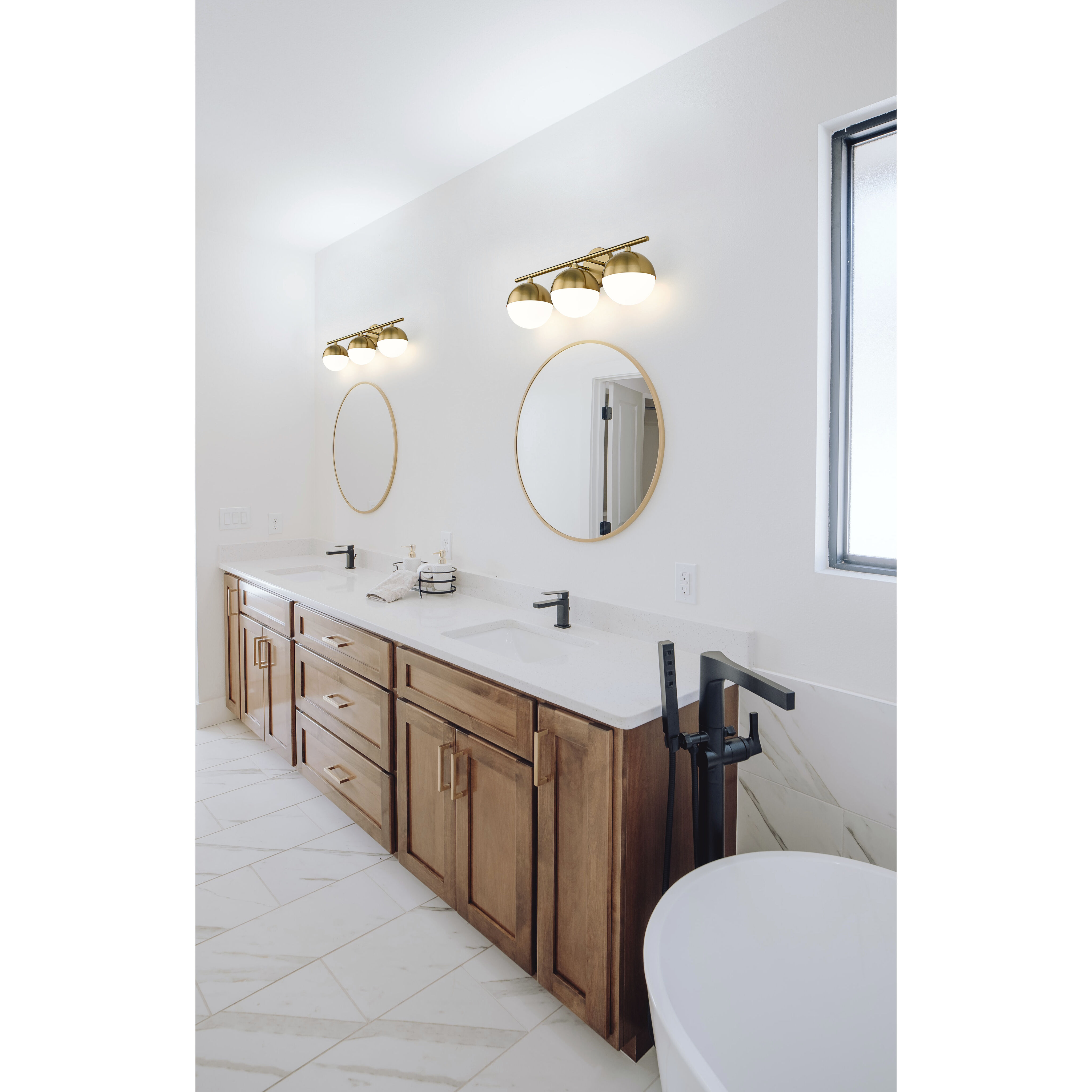 Realm Sphere 3 Light 24 inch Modern Gold Bath Vanity Wall Light