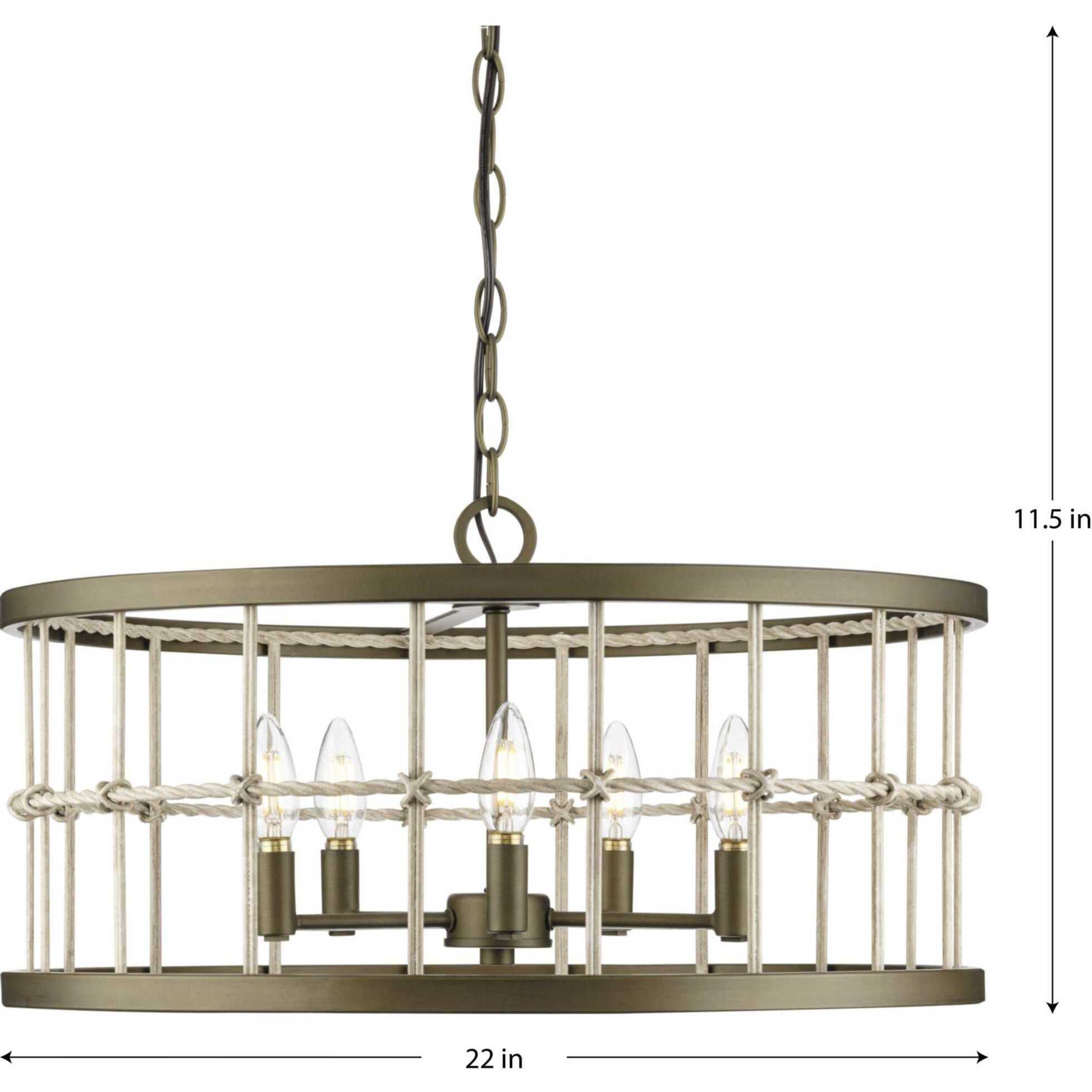 Lattimore 5 Light 22 inch Aged Brass Chandelier Ceiling Light, Design Series