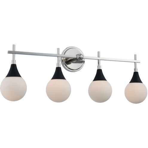 Bogart 4 Light 31 inch Matte Black with Polished Nickel Bath Vanity Wall Light
