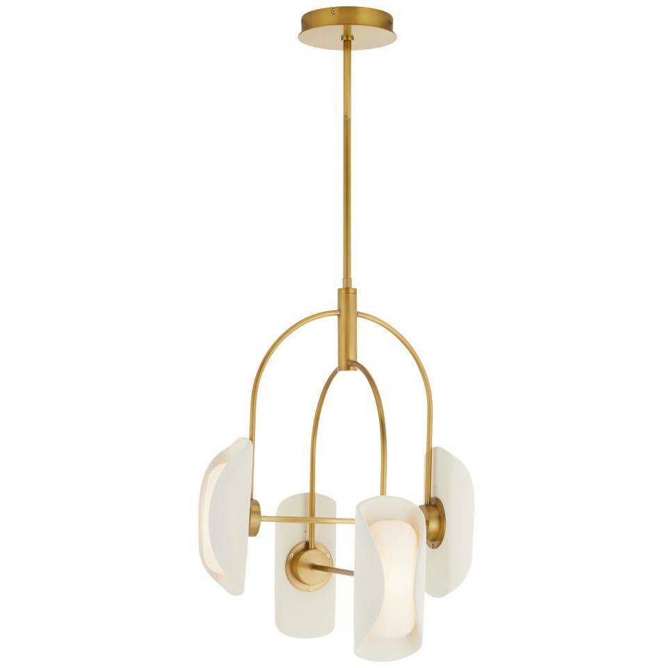 Roll 4 Light 20 inch Antique Brass and Ivory Chandelier Ceiling Light