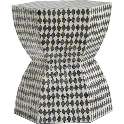 Hexagon 16.5 inch Black and White Stool, Hexagon Tapered