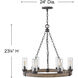 Open Air Sawyer 6 Light 24 inch Sequoia with Iron Rust Outdoor Hanging in Non-LED
