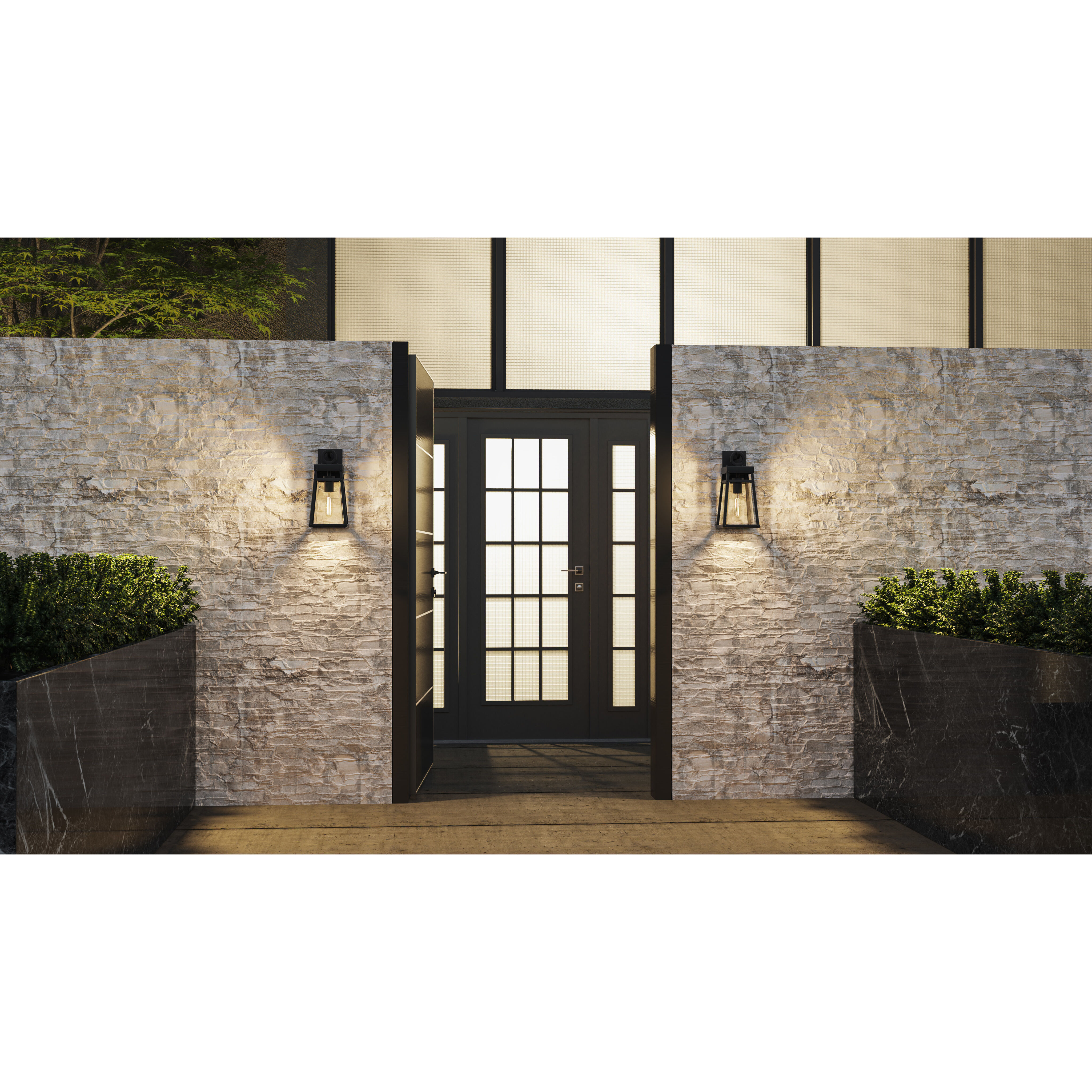 Godfrey 1 Light 14 inch Matte Black Outdoor Wall Lantern